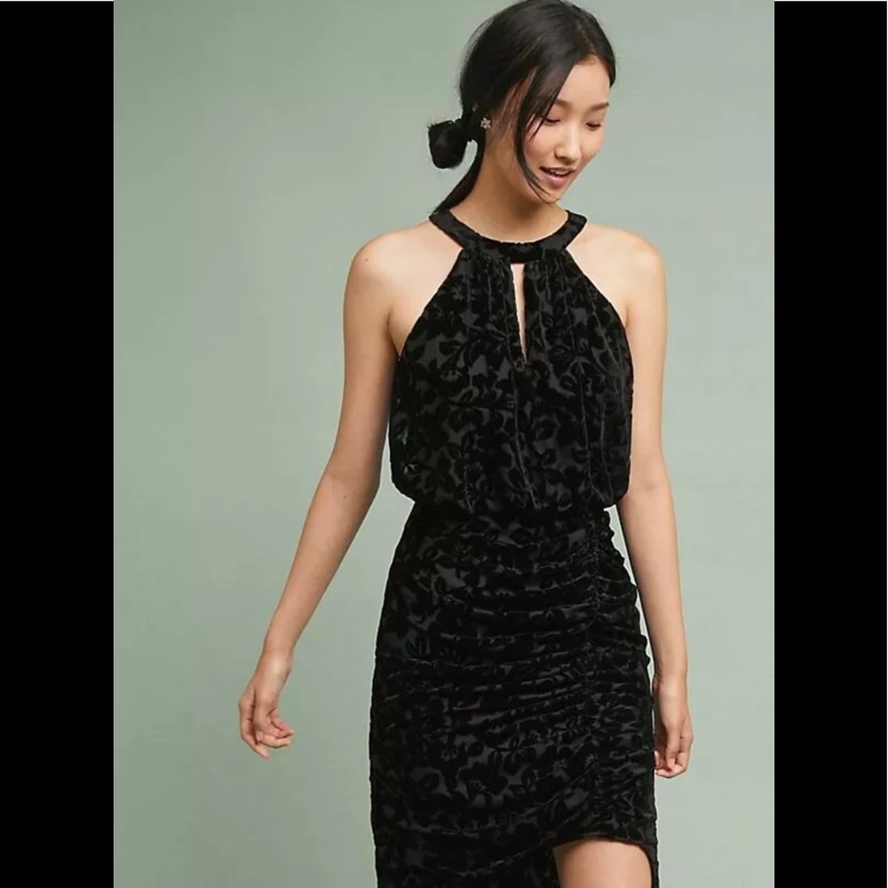 Monique Lhuillier velvet manor halter dress